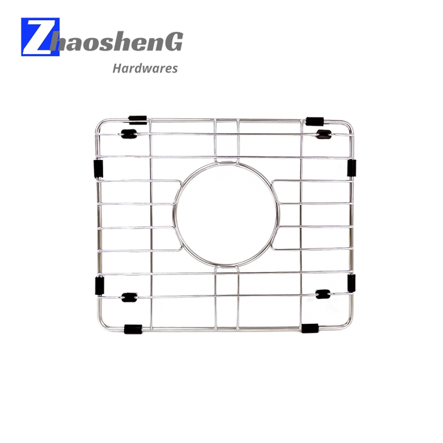 Rejilla de fregadero de acero inoxidable de 11,8' X 10' para fregadero de granja con orificio de drenaje central Ø3 Ø6